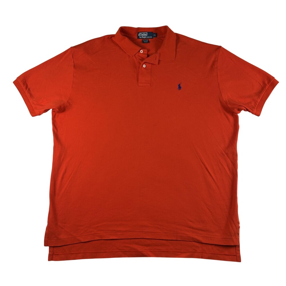 Polo By Ralph Lauren Polo Shirt Mens XL Orange Solid Pony Logo Cotton Knit Top